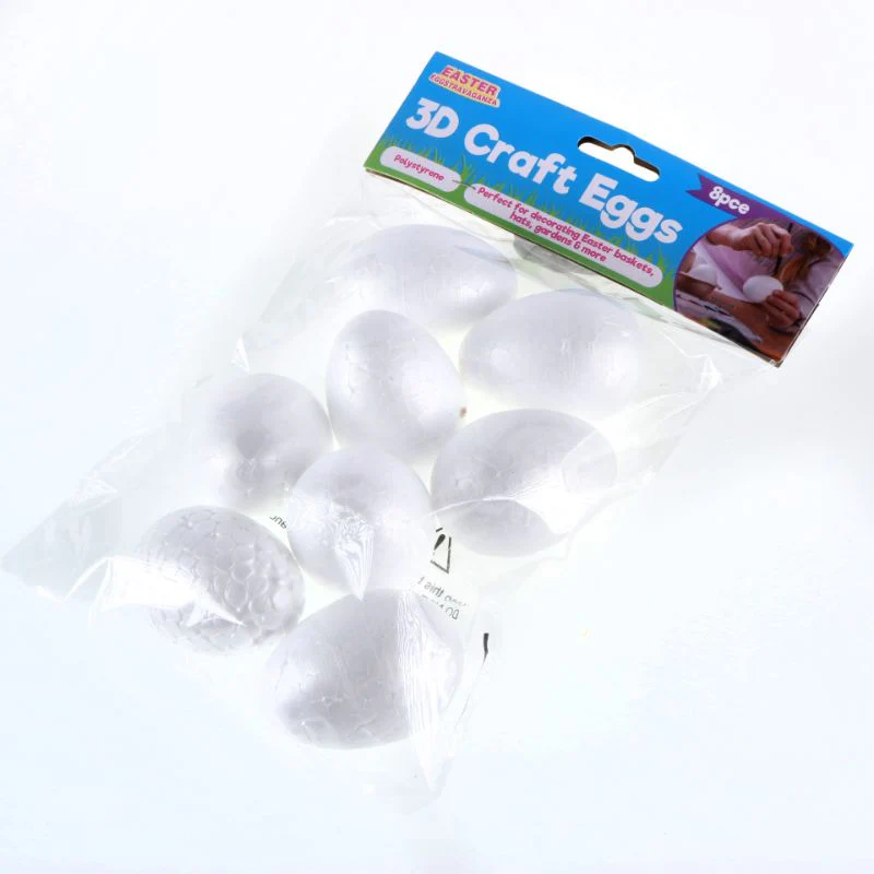 8 Pack White Polystyrene Plain Eggs - 4cm x 6cm - Image 5