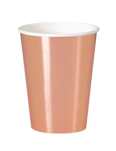 8 Pack Rose Gold Foil Paper Cups - 355ml