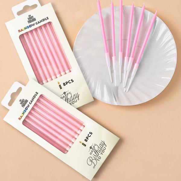 8 Pcs Candle Set - Pink - Image 2