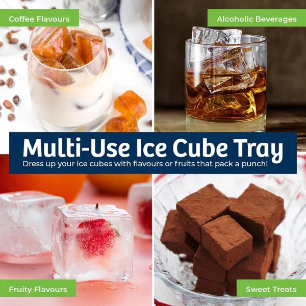 8 Large Cube Grey Silicone Ice Mould Maker Tray - 21cm x 11.3cm x 4.8cm - Image 3