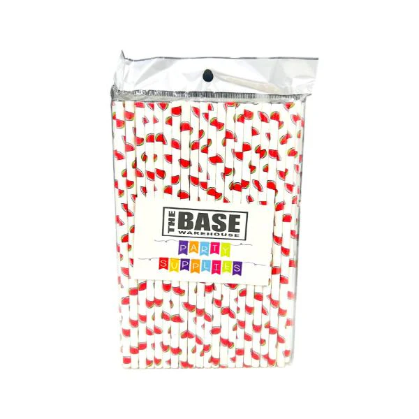 80 Pack Watermelon Paper Straws - 0.6cm x 19.7cm - Image 3