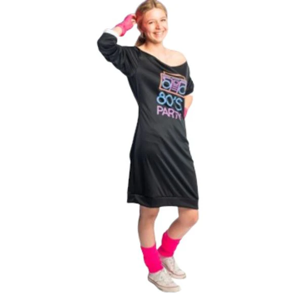 80's Dress & Gloves Costume - XL