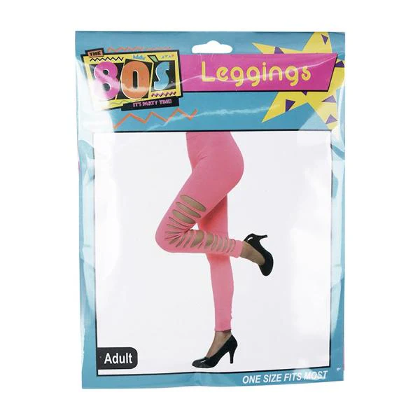 80s Neon Pink Leggings - Image 2
