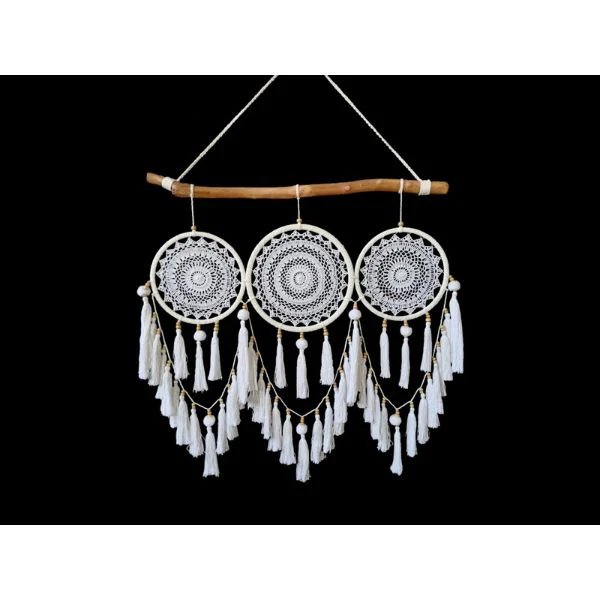 Boho Driftwood Triple Macrame Dream Catcher - 85cm