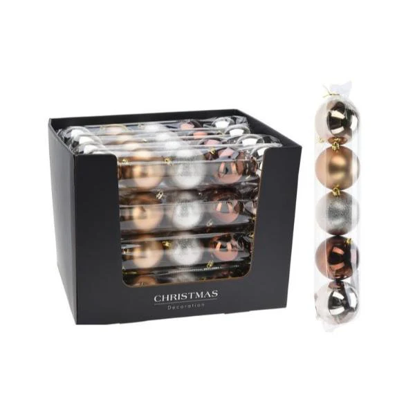 5 Pack Amber Bauble Set - 8cm