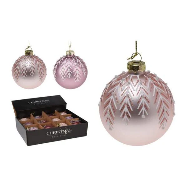 White Leaf Glass Bauble - 8cm