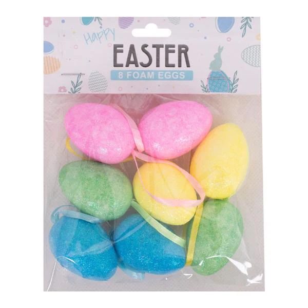 8 Pack Easter Foam Eggs - 2.8cm x 4cm - Image 2