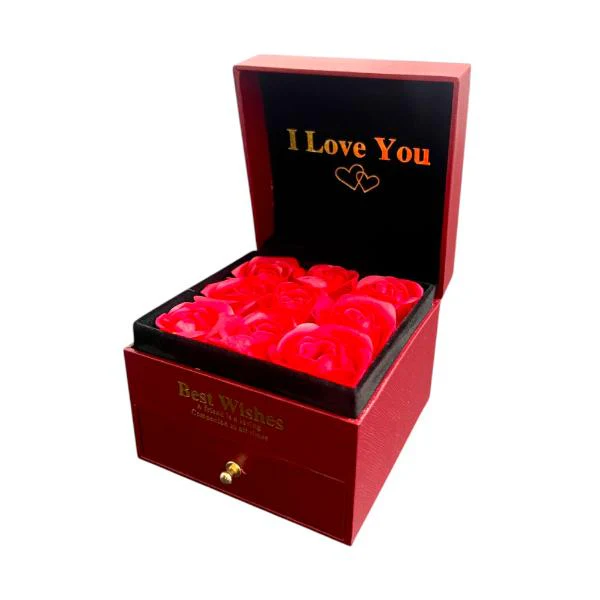 9 Rose Buds With Compartment Gift Box - Image 2