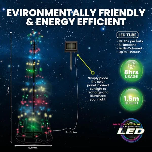 Garden Christmas Tree Solar Power LED Lights - 150cm x 50cm - Image 4