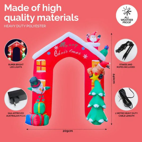 Large Inflatable LED Christmas Tree With Arch - 2.4m - Image 5