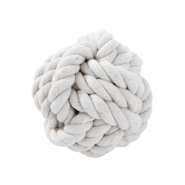 Paws & Claws Eco White Rope Knotted Ball Dog Chew Toy - 7.5cm - Image 4