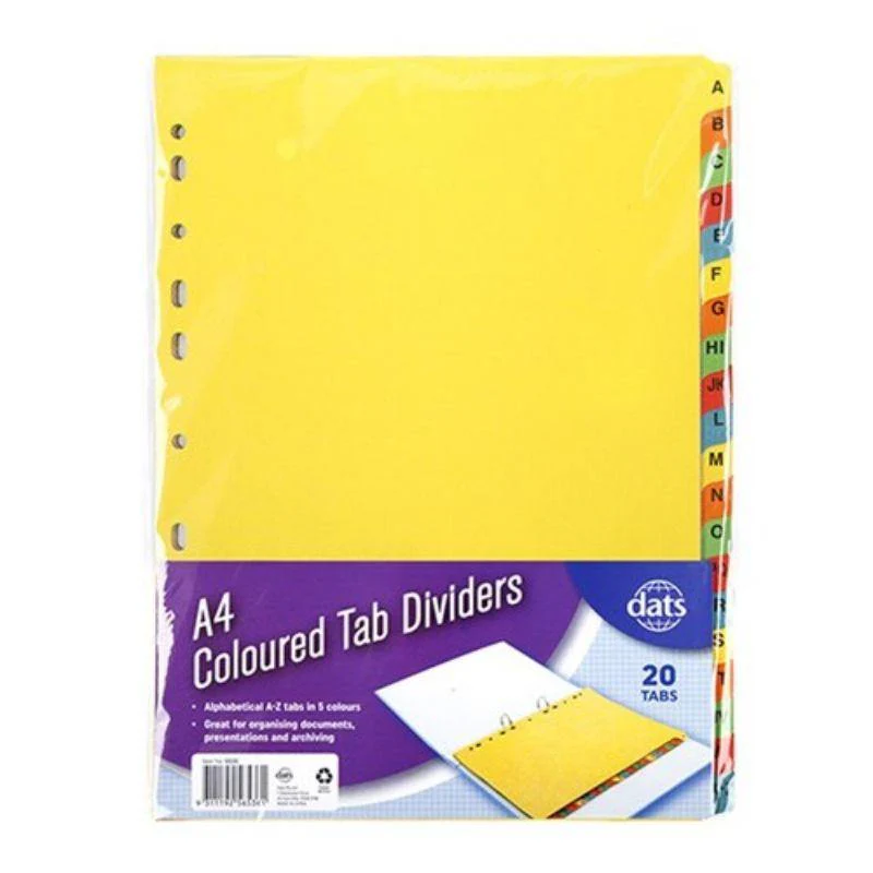 A to Z Paperboard Tab Dividers - A4