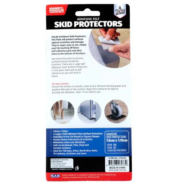 4 Pack Adhesive Felt Skid Protectors - Image 3