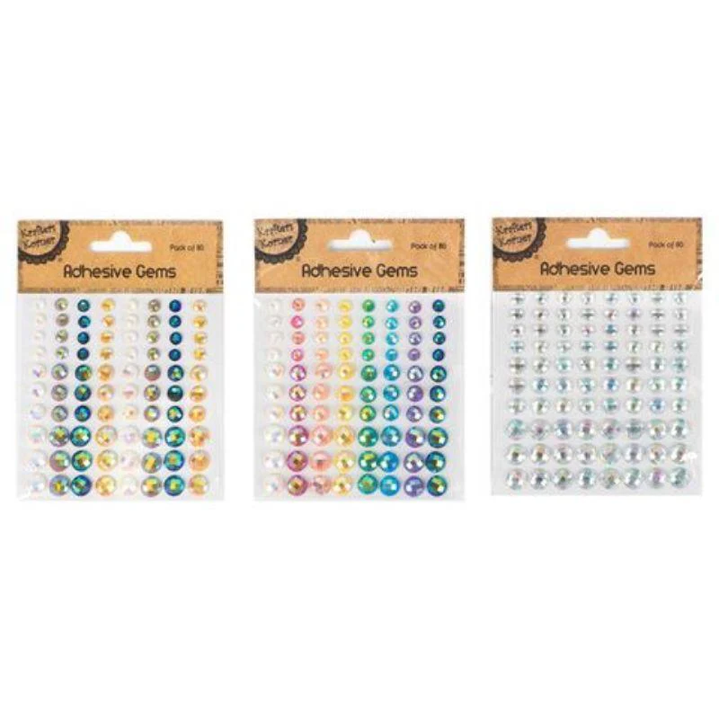 80 Piece Adhesive Round Gems