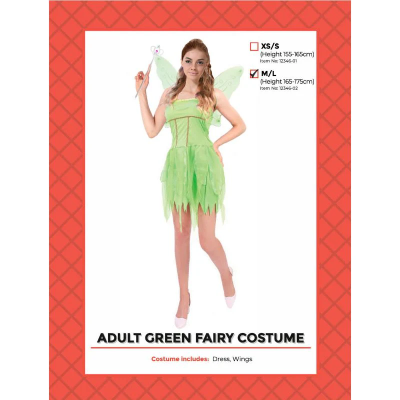 Womens Green Fairy Dress Costume - M/L - Image 2