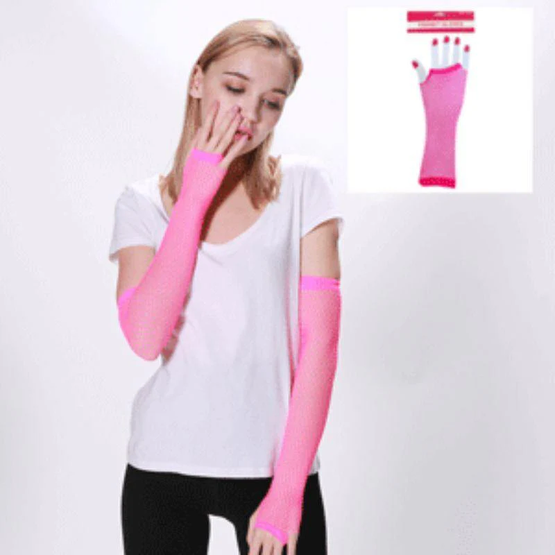 Adult Pink Fishnet Gloves