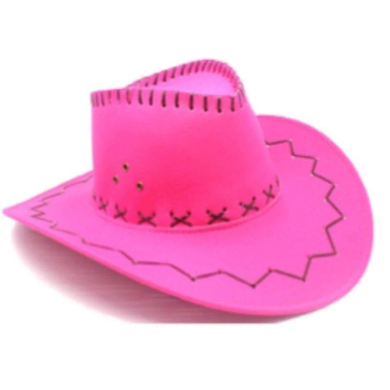 Hot Pink Fluro Stiched Cowboy Hat