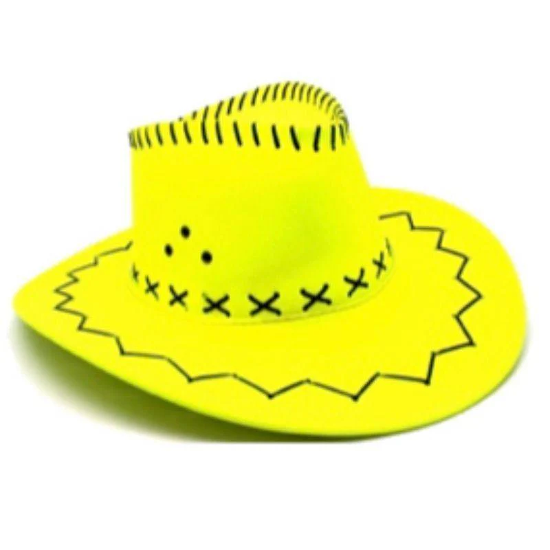 Yellow Fluro Stiched Cowboy Hat