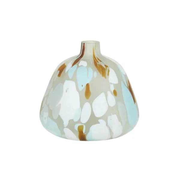 Blue / Tan Agra Glass Vase - 27cm x 27cm x 25cm