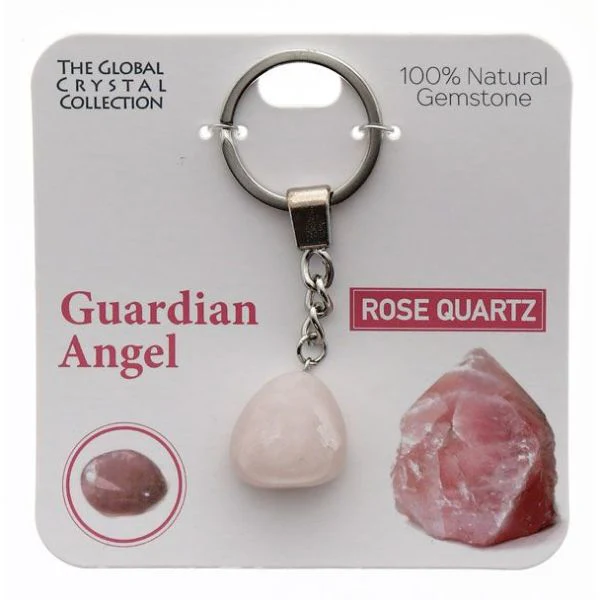 Rose Quartz Guardian Angel Gem Keyring