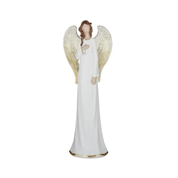 Angel Polyresin 16x44cm White/Gold