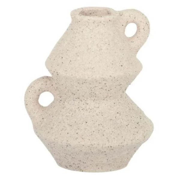 Taupe Anu Ceramic Candle Holder - 9cm x 9cm x 12cm