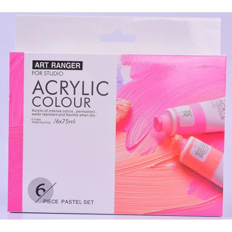 Art Ranger 6 Pack Pastel Colours Acrylic Paint Set - 75ml