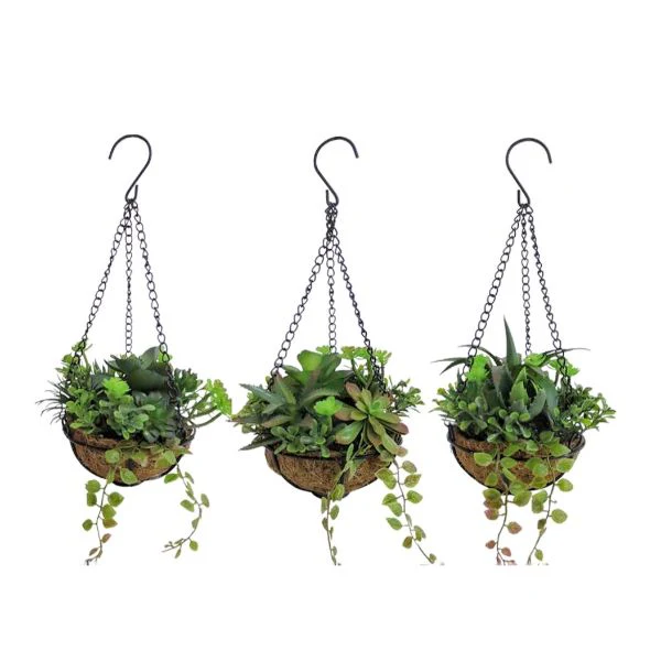 Metal Chain Artificial Hanging Pot Succulents - 18cm x 38cm