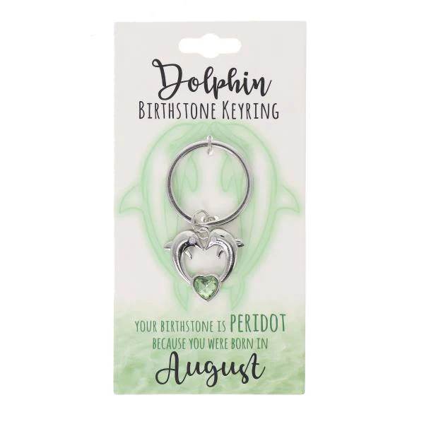 August Dolphin Birthstone Keyring