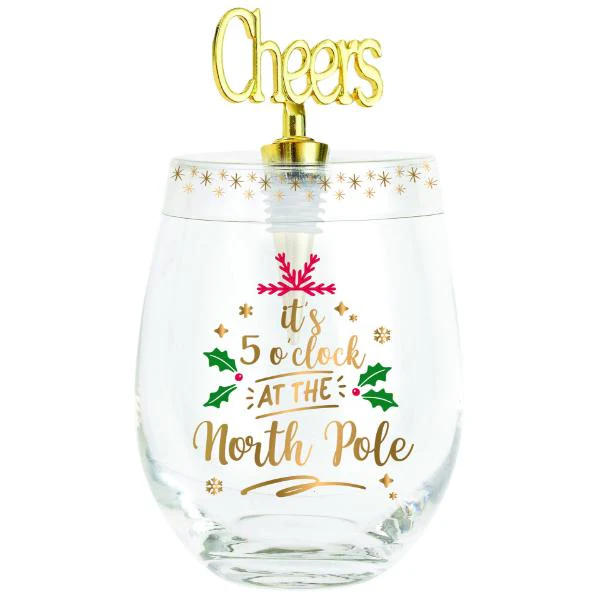 Its 5 O Clock At The North Pole Christmas Cheers Stemless With Stopper - 600ml