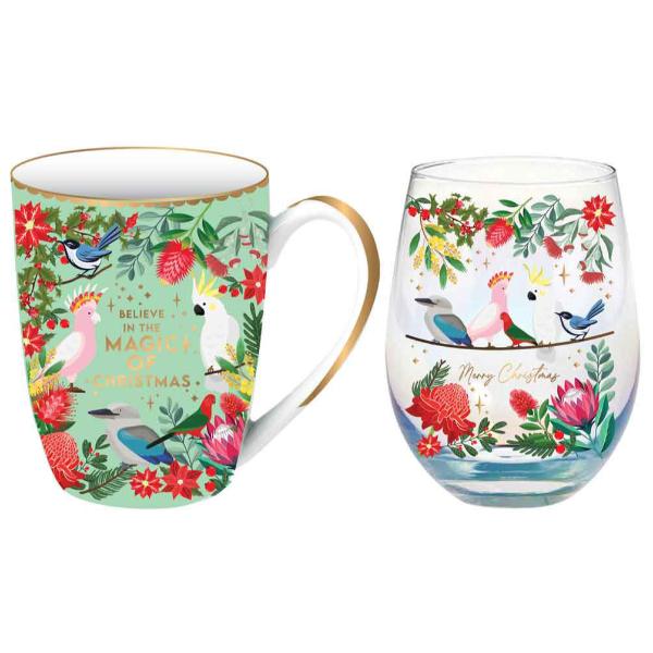 AUSSIE BUSH NAVY MUG AND S/LESS GIFT SET