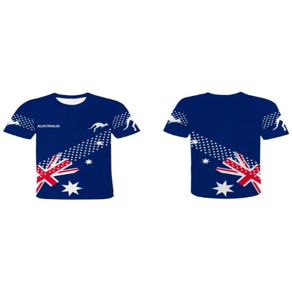 Australia Blue Mesh Polyester T Shirt