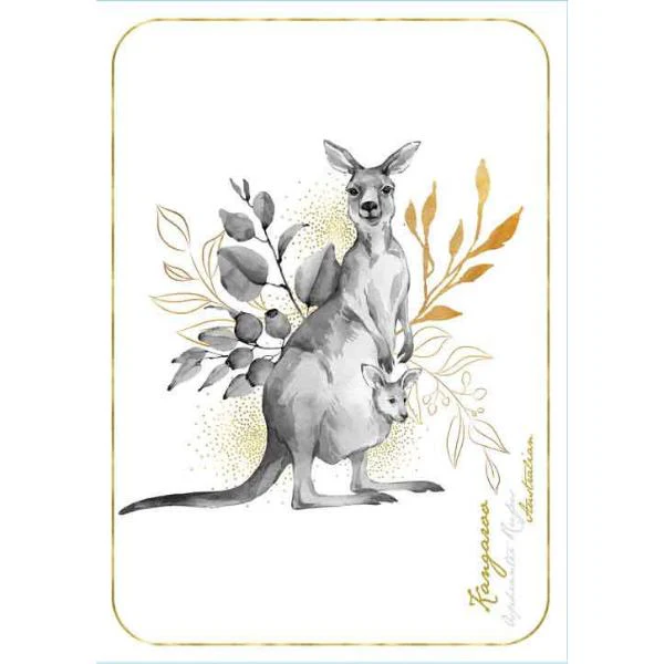 AUSTRALIAN KANGAROO FLORA AND FAUNA TEA TOWEL