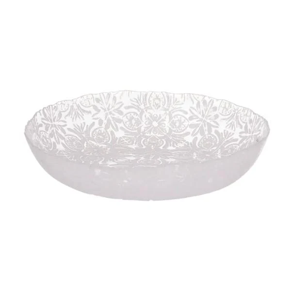 Aveiro White Clear Glass Bowl - 27cm x 6cm
