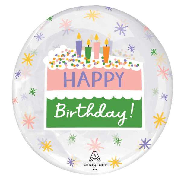 Printed Clearz Happy Birthday Cake Slice - 45cm
