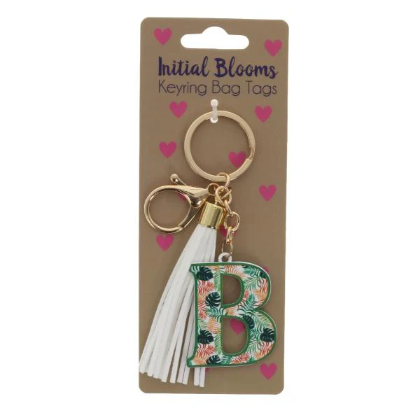 Initial B Blooms Keyring Bag Tags