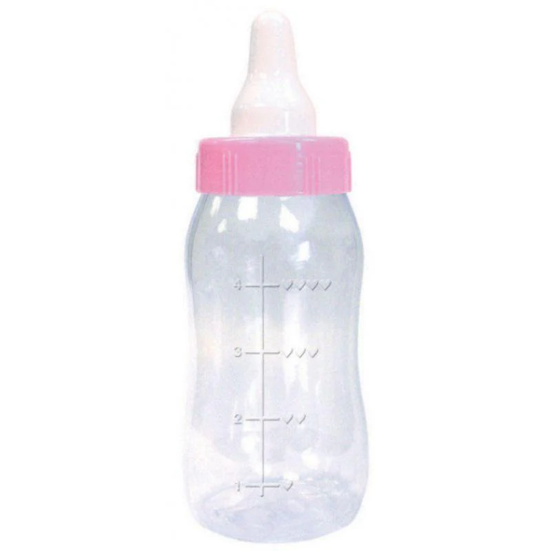 Baby Shower Pink Plastic Baby Bottle Bank - 28cm