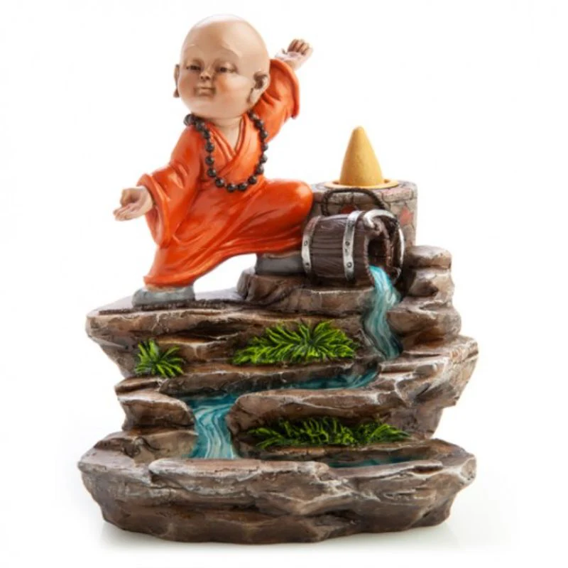 Monk Backflow Incense Burner - 12.2cm x 11.5cm x 14.5cm