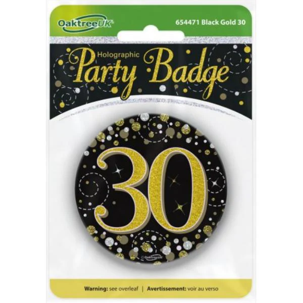 Black & Gold Sparkling Fizz 30 Badge - 7.5cm - Image 2
