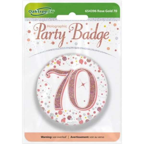 Rose Gold Sparkling Fizz 70 Badge - 7.5cm - Image 2