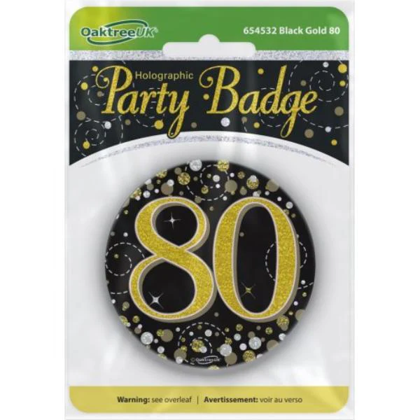Black & Gold Sparkling Fizz 80 Badge - 7.5cm - Image 2