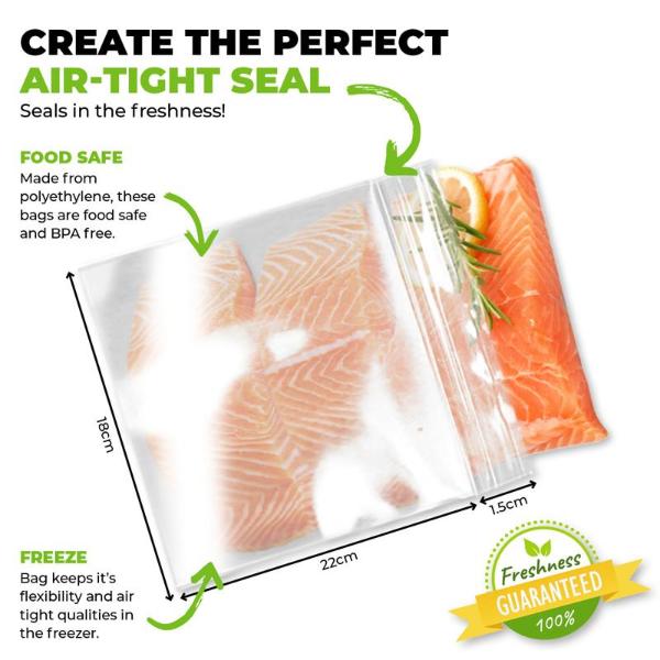 100 Pack Snap Lock Freezer Bag - 22cm x 18cm - Image 2
