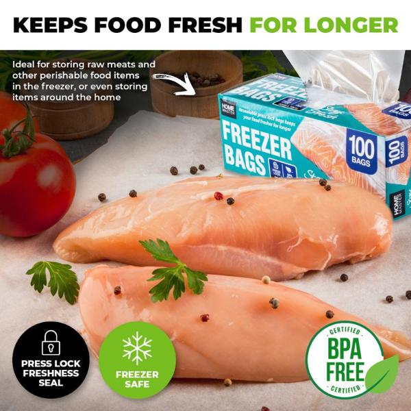 100 Pack Snap Lock Freezer Bag - 22cm x 18cm - Image 3