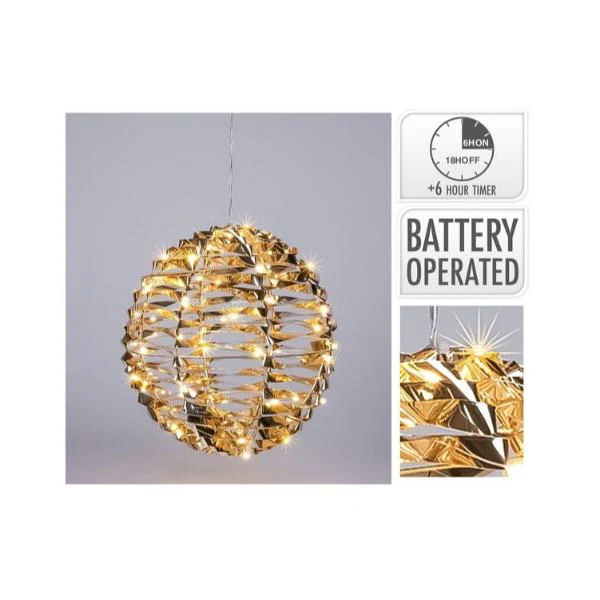 Shiny Gold Ball With 40 Led - 25cm