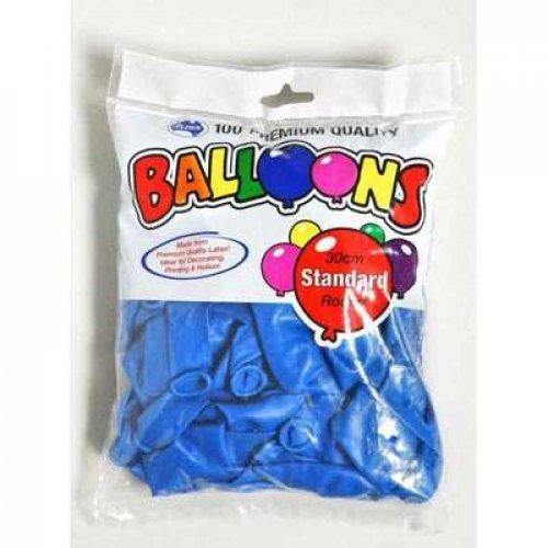 100 Pack Blue Latex Balloons - 30cm