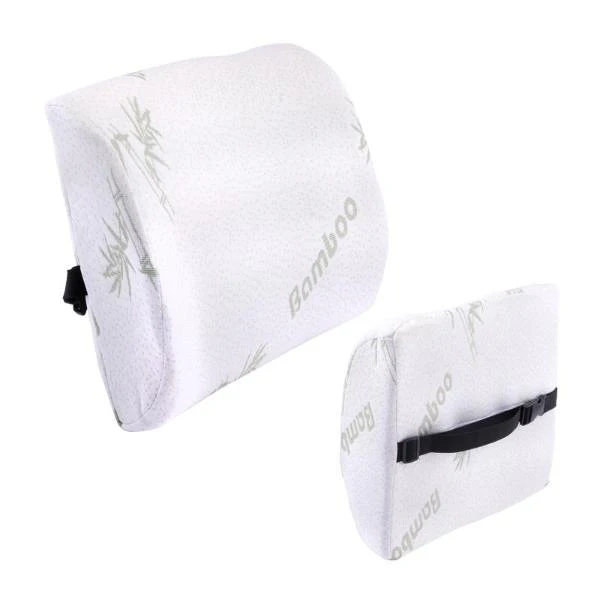Bamboo Lumbar Lower Back Support with Strap 33cm x 32cm
