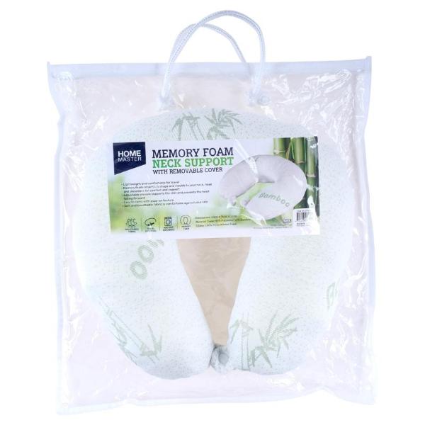 Bamboo Memory Foam Travel Neck Support Pillow With Removable Cover