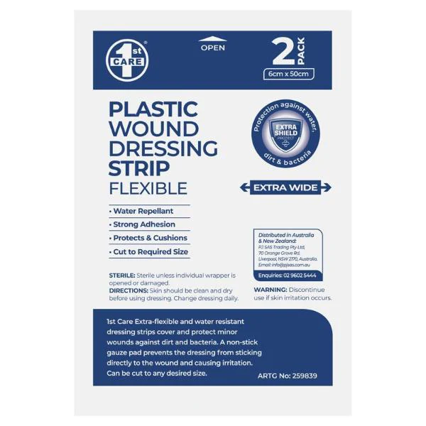 2 Pack Water Resistant Bandage Dressing Strips - 6cm x 50cm - Image 4