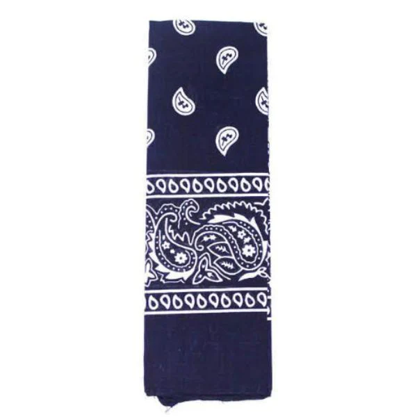 Dark Navy Blue Paisley Cotton Bandana
