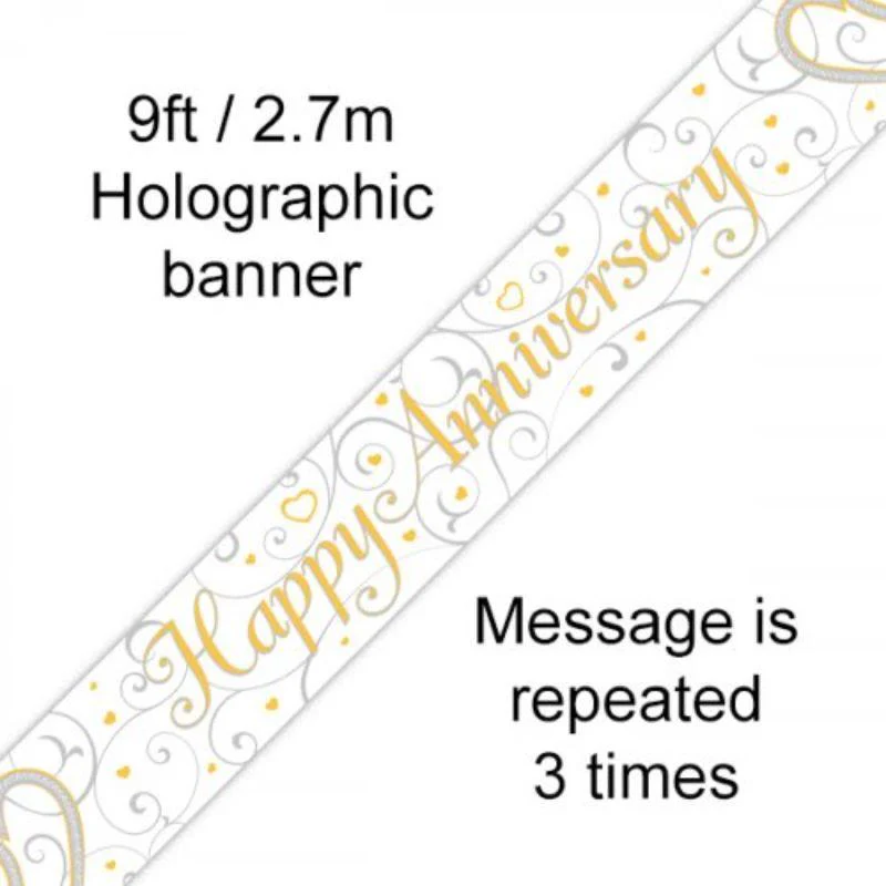 White Anniversary Banner - 2.7m